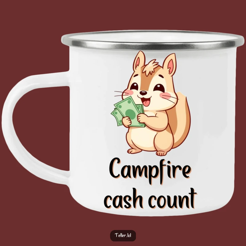 Funny Squirrel Money Camping Mug: Cheerful Squirrel Bill Counter, Outdoor Funny Gift!