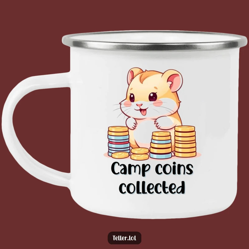 Funny Hamster Camping Mug: Cute Coin Counter, Outdoor Fun & Humorous Gift