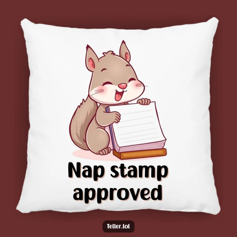 Funny Squirrel Pillow: Playful Ledger Stamper, Soft & Humorous Accent Decor