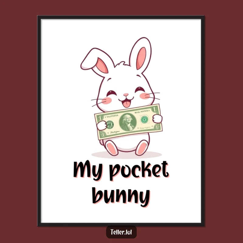 Funny Rabbit Digital Art: Charming Gifter, Instant Humorous Decor Download