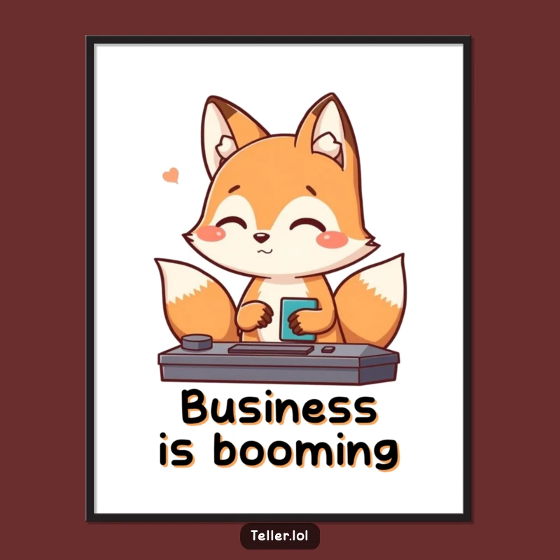 Funny Fox Poster: Charming Transaction Scene, Perfect Humorous Wall Art