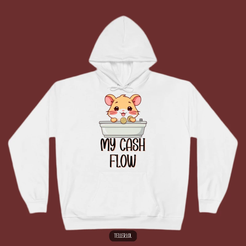 Funny Hamster Cashier Hoodie: Happy Hamster Coin Handler, Cozy Funny Gift!