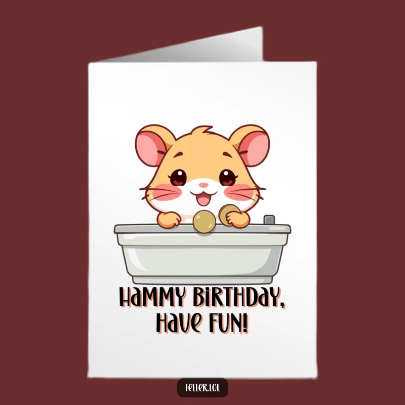 Free Printable Birthday Card: Hamster Cashier - Funny Downloadable Gift for a Rich Celebration
