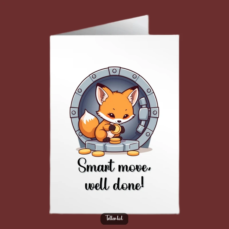Free Printable Congrats Card: Funny Fox Saving Coin, Smart Downloadable Gift