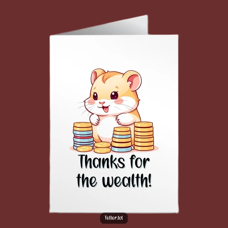 Free Printable Thank You Card: Funny Hamster Counting Coins, Heartfelt Downloadable Gift