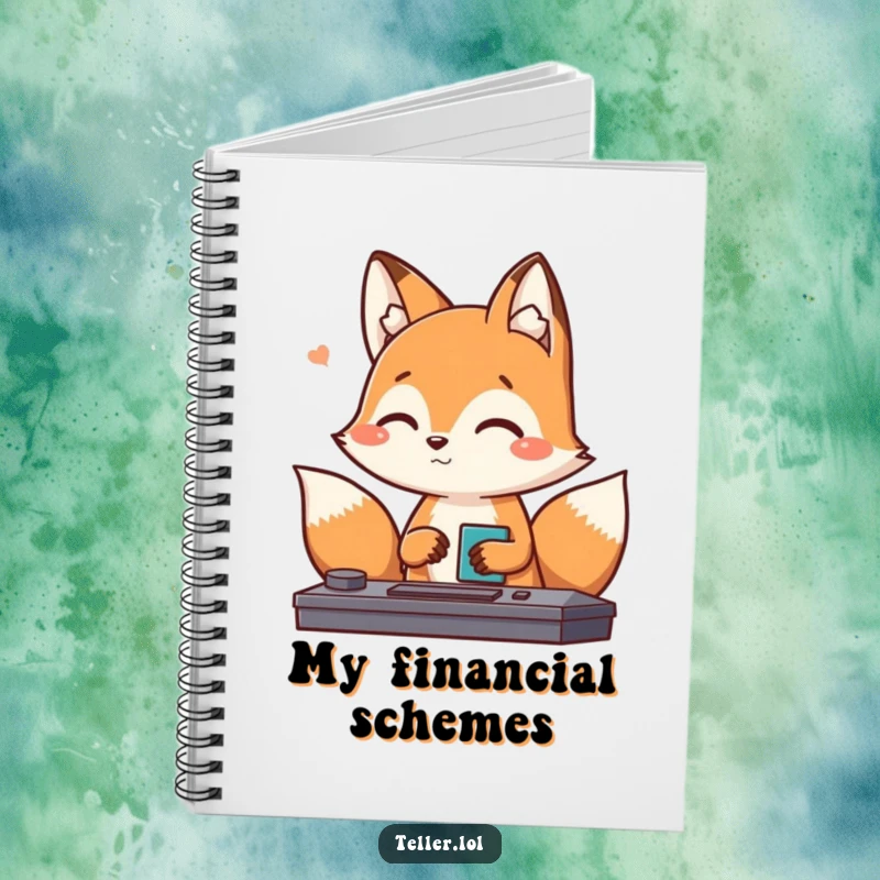 Funny Fox Notebook: A playful fox character gives a friendly nod while processing a transaction, perfect for jotting down funny ideas.