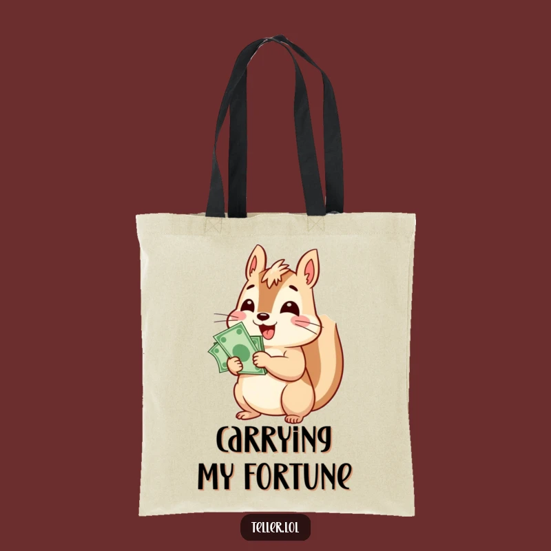 Funny Squirrel Money Tote Bag: Cheerful Squirrel Counting Bills, Practical Funny Gift!